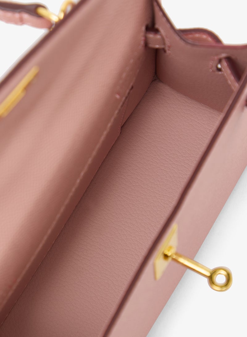 ELLA Structured Gold Accent Satchel Bag - Image 4